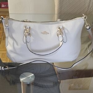 Coach Half White Leather Shoulder Bag